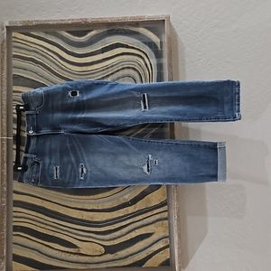 INC International Concepts Boyfriend Jeans Womens Size 12 distressed w/ Leopard